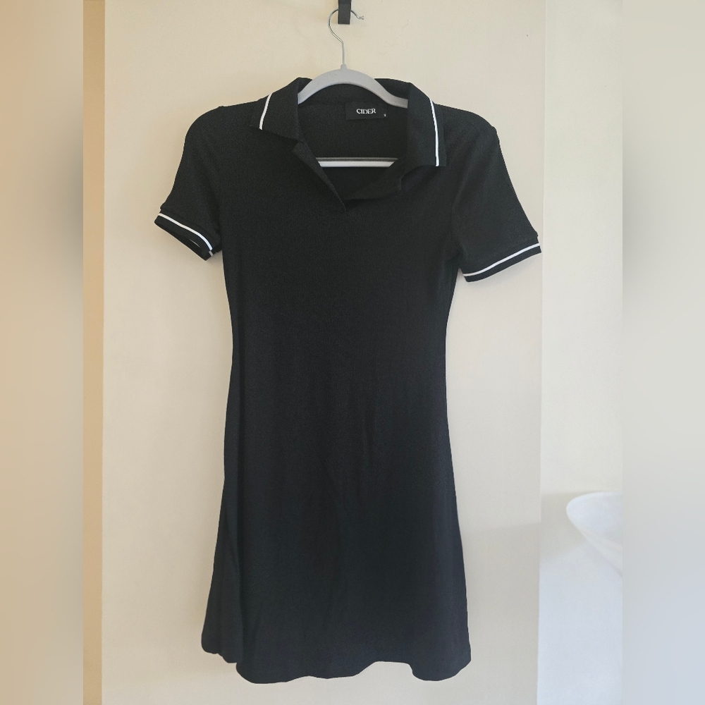 Cider Black Dress with White Accents